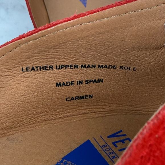 Verbenas Red Suede Espadrille Flats Leather Upper Made in Spain EU 39 Carmen